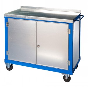 Mobile Tool Trolley With Double Doors & Mid Shelf